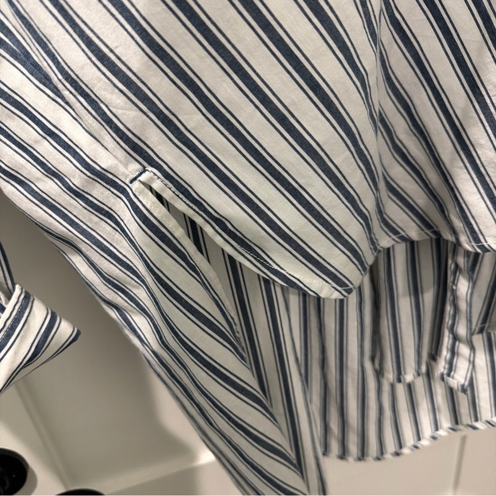 Maeve Anthropologie Blue and White Striped Button Shirt minimalist classic - Picture 6 of 11